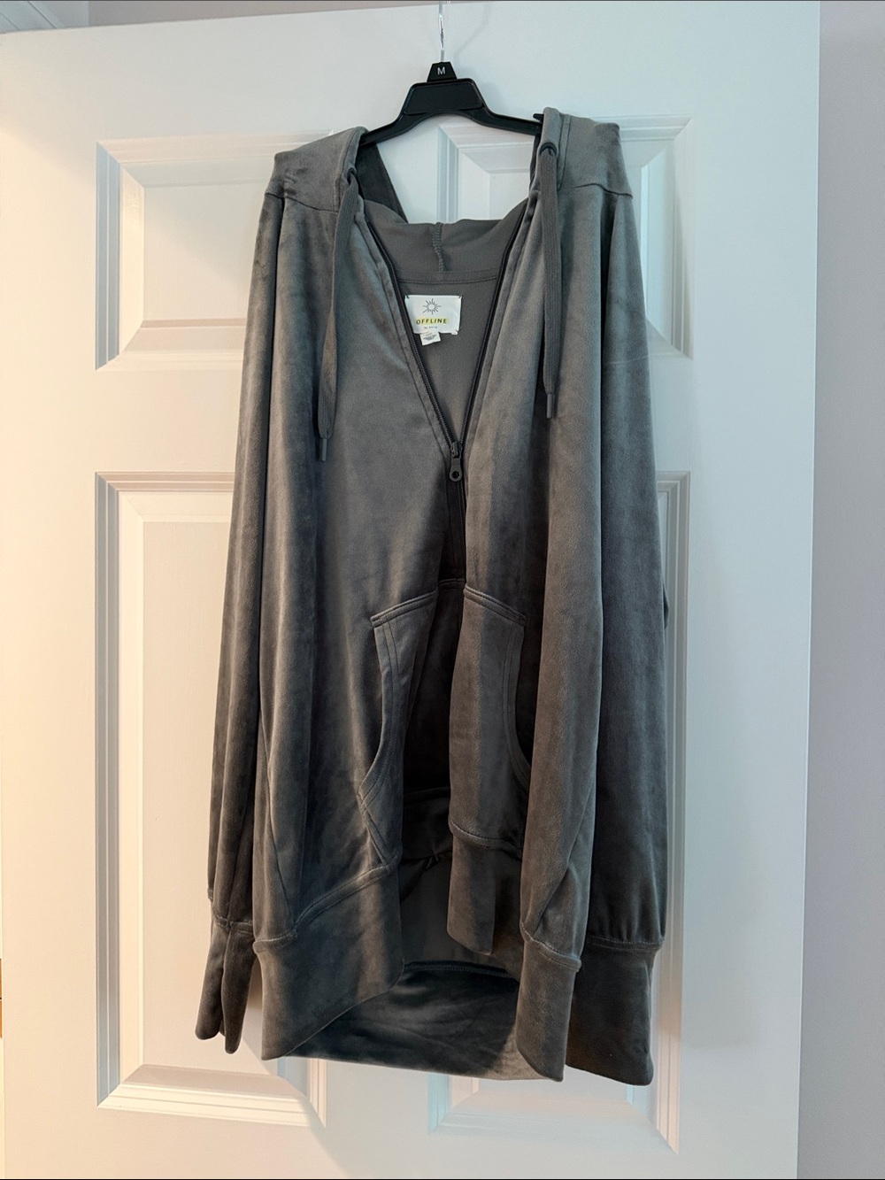aerie Offline Zip-Up Hoodie in Charcoal